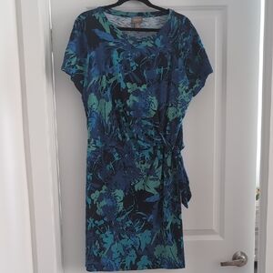 Chico's Blue and Green Sheath Wrap Dress